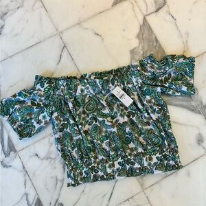 Loft crop off the shoulder top